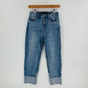 English Factory High Rise Cuffed Hem Jeans Women’s Size 27 Distressed Straight